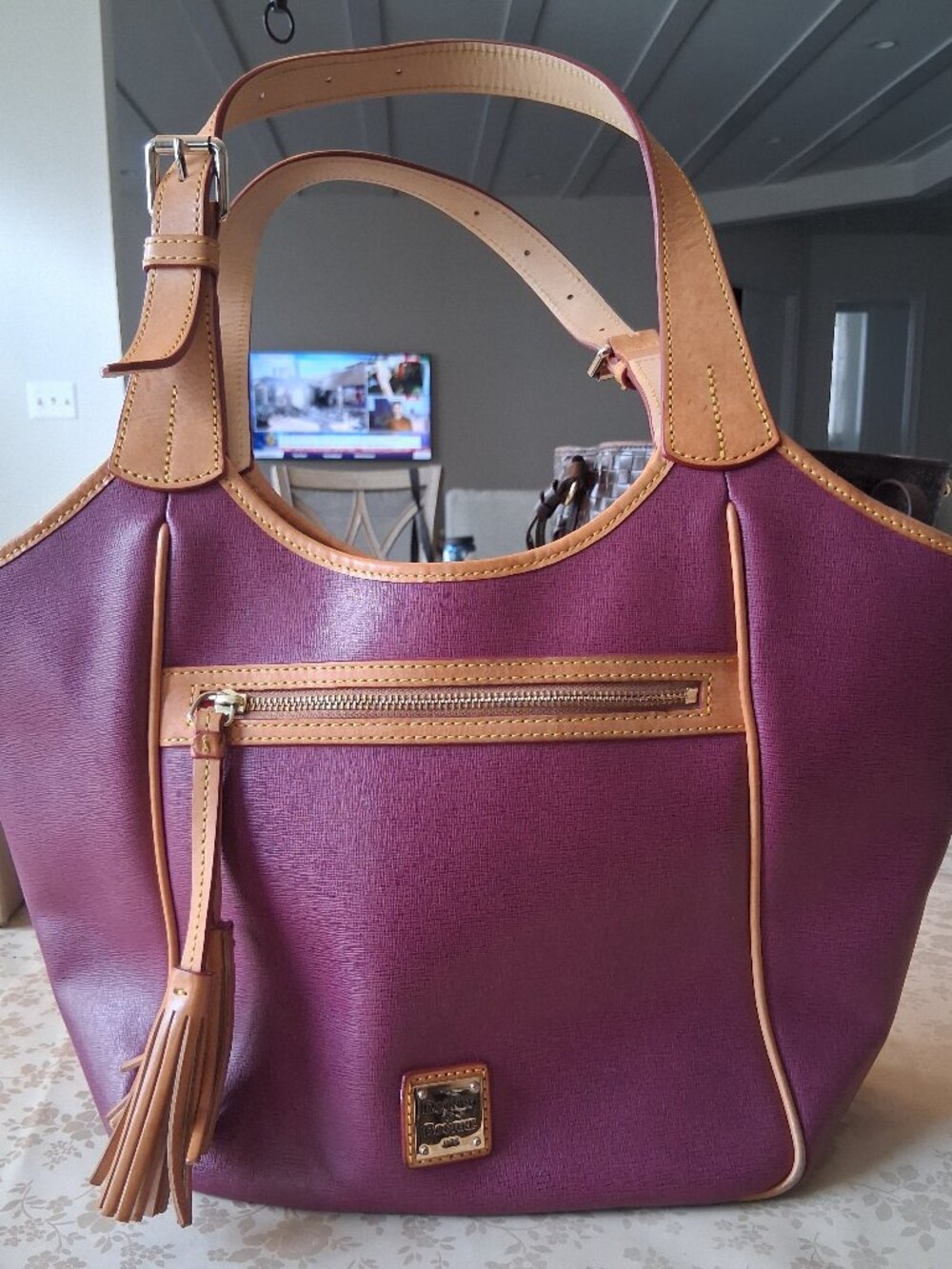Dooney & Bourke Maddie Shoulder Bag Burgundy & Tan Leather